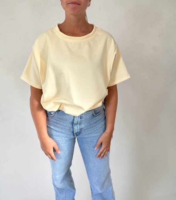 Trendy T-shirt met ballon effect geel