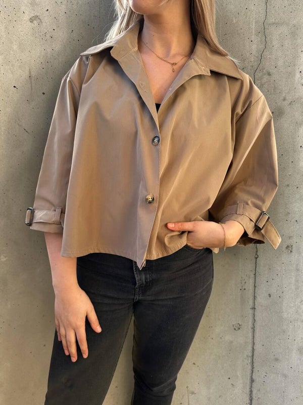 Trendy oversized jasje in beige
