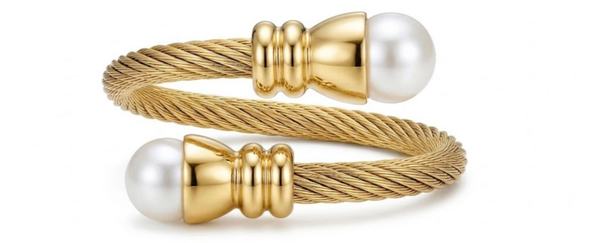 Anillo abierto perla dorada