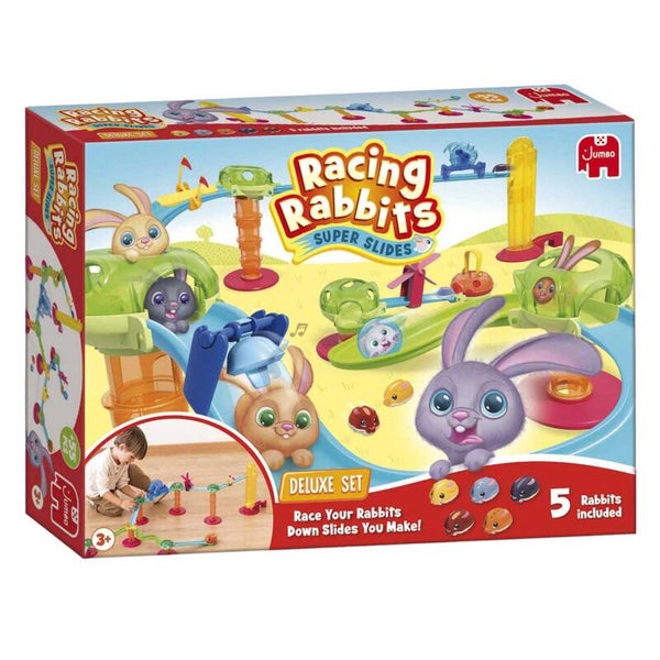 Jumbo Racing Rabbits Deluxe Set met 5 Konijnen - variant op knikkerbanen