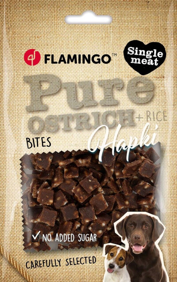 Snack Hapki Pure Stukjes met struisvogel & rijst