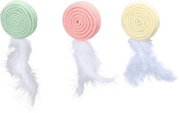 Speelgoed poppy schijf met veren meerdere kleuren