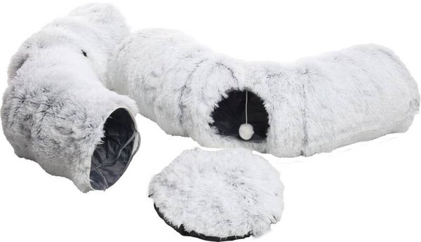 Kattentunnel met kussen donna grijs 80cm