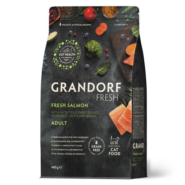 Verse zalmfilet met zoete aardappel voor volwassen kat