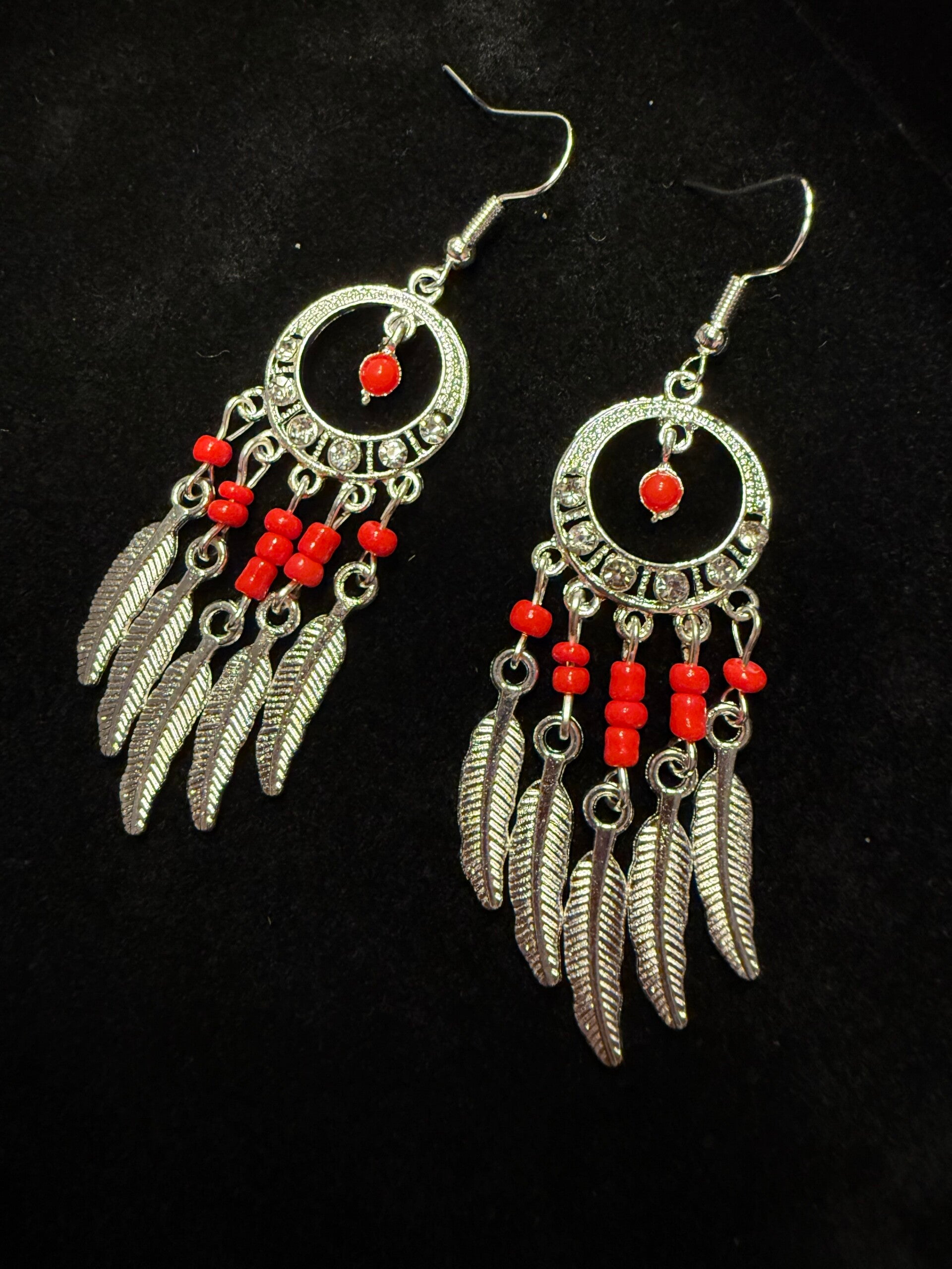 Ohrringe Federn Rot oder Blau