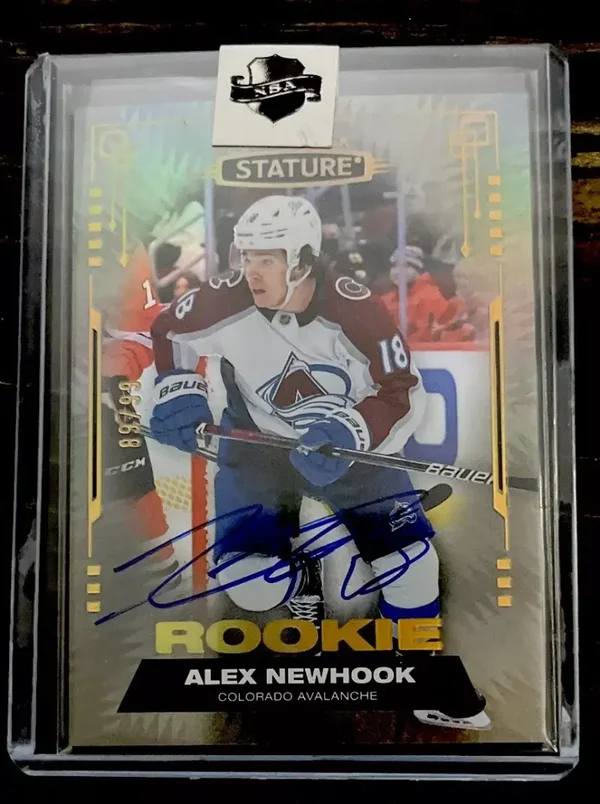 2021-2022 Upper Deck Alex Newhook Stature Rookie Silver Auto 99/99