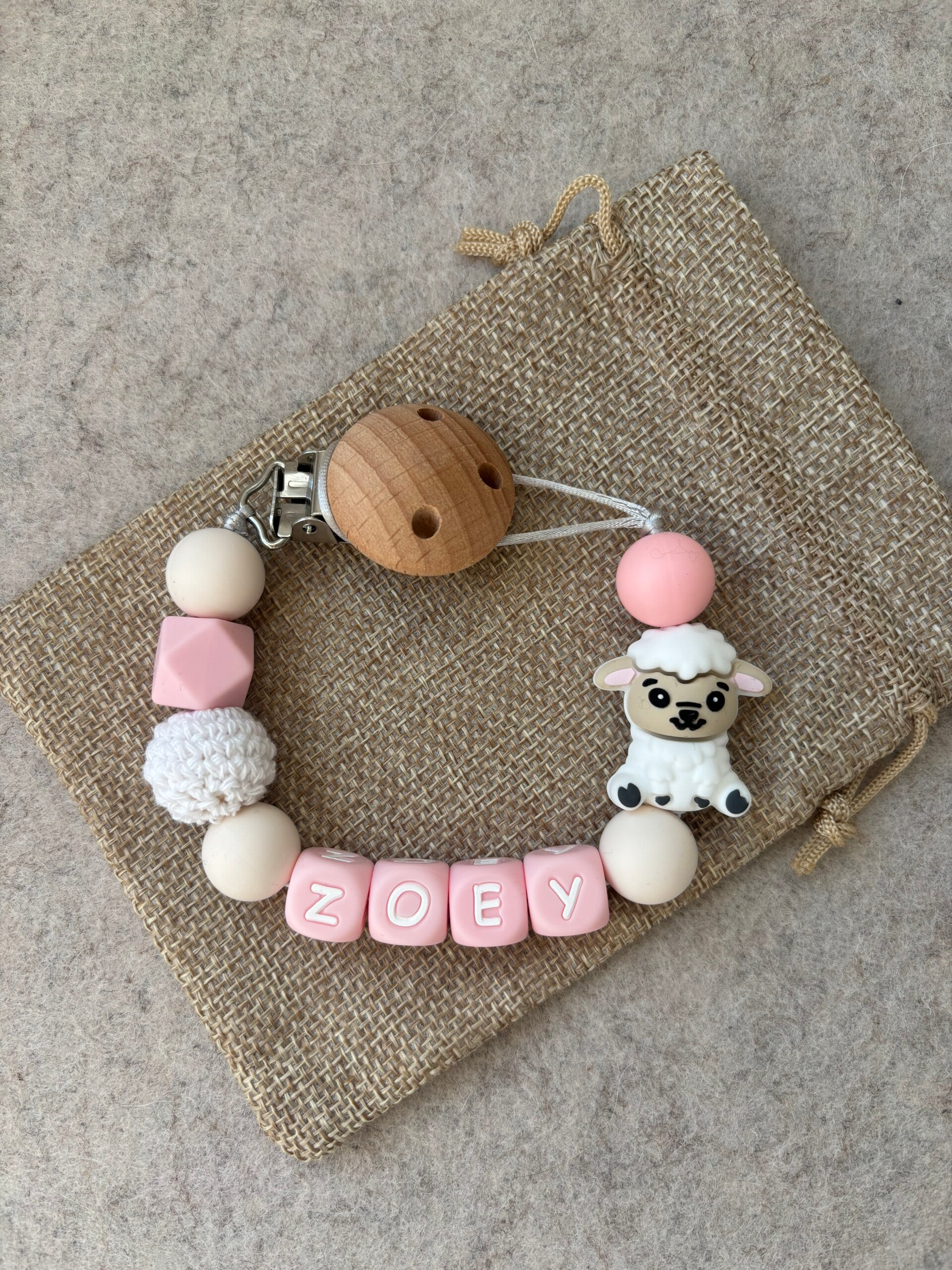 speenkoord schaap roze wit