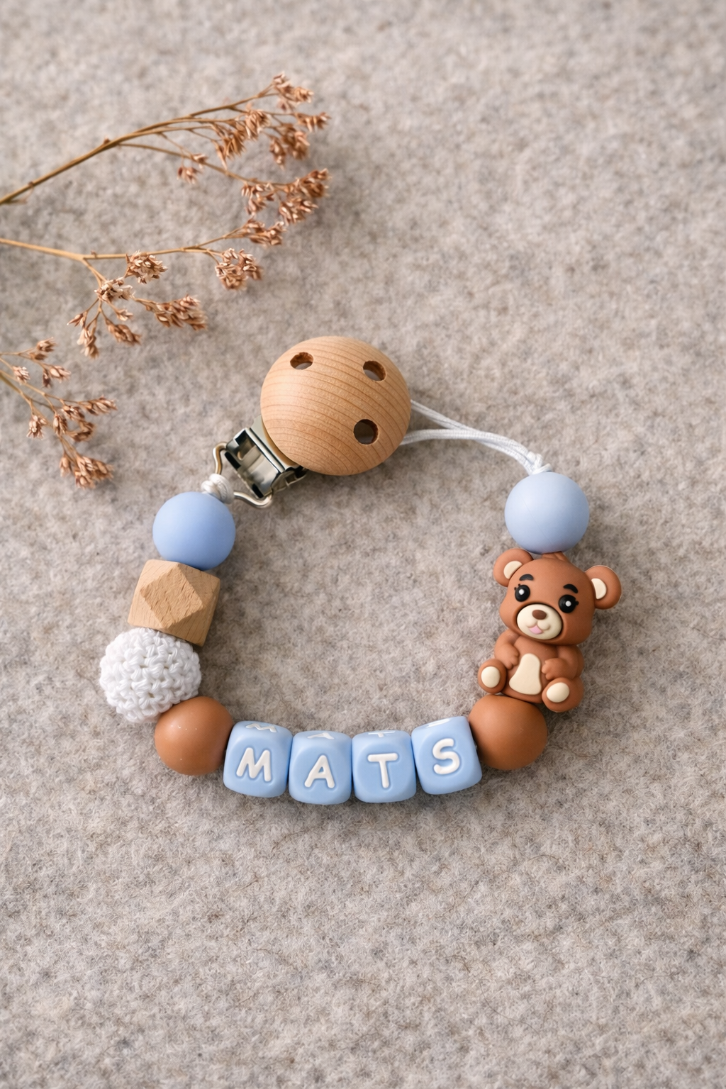 Speenkoord beer blauw bruin