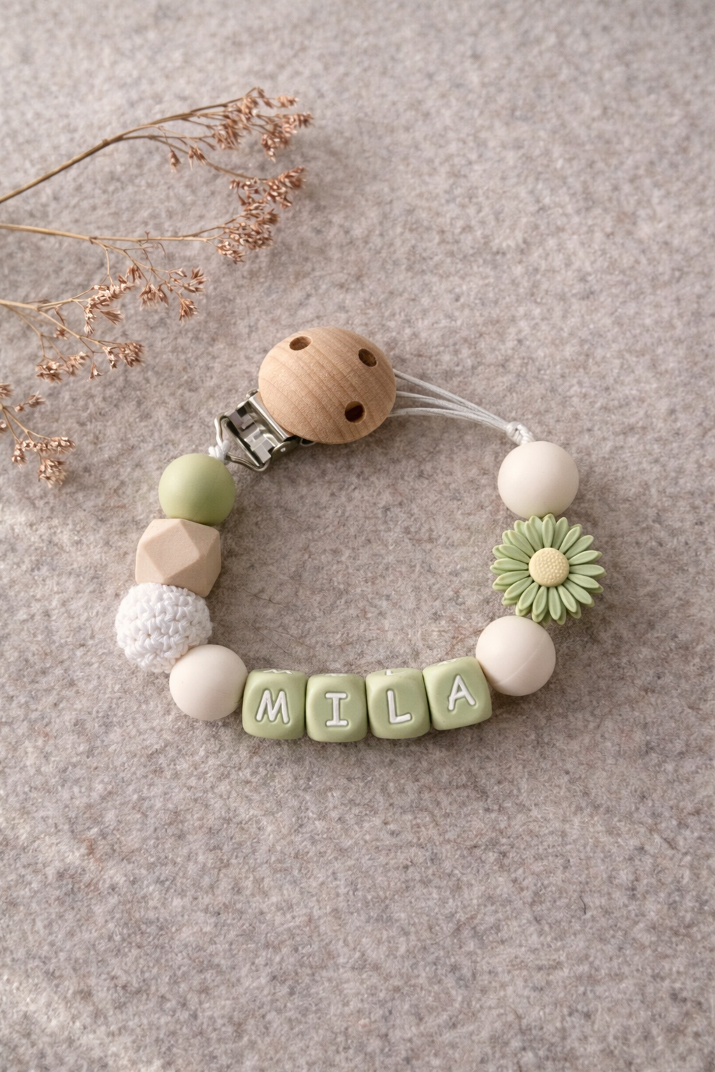 Speenkoord madelief lime naturel