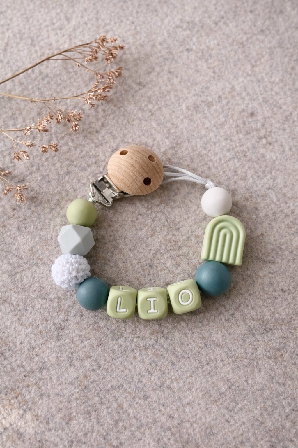 Speenkoord boog lime-grijs