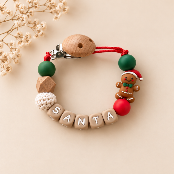 Gepersonaliseerd speenkoord met naam | gingerbread