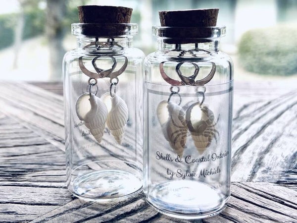 White Shell Earrings in a Bottle (SUN-268)