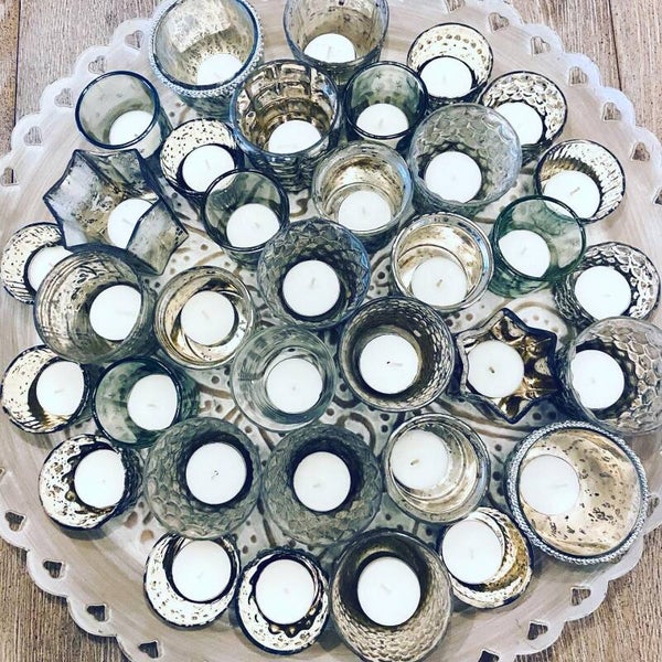 Theelichthouder Zilver met Theelichtje