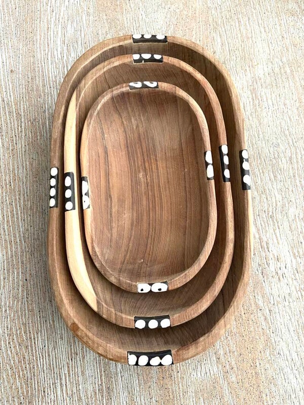Senegal Teak Wood Oval Bowls (SEA-667)
