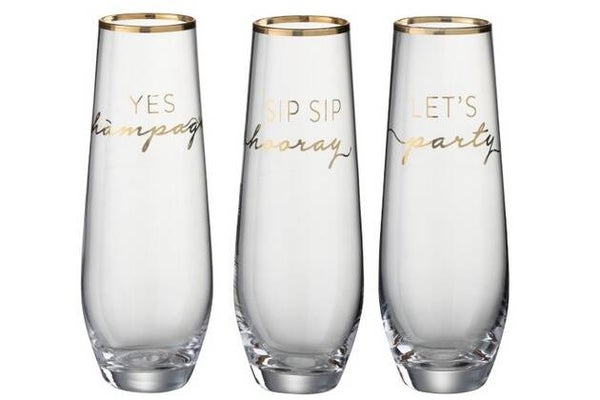 J-Line PARTY-glas met tekst in goud (97029)