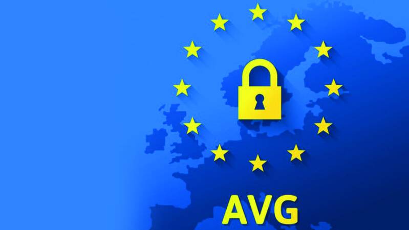 Kaart van Europa met sterren en tekst AVG.