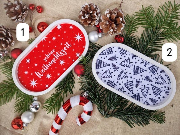 Ovaler Dekoteller Stoff-Inlay