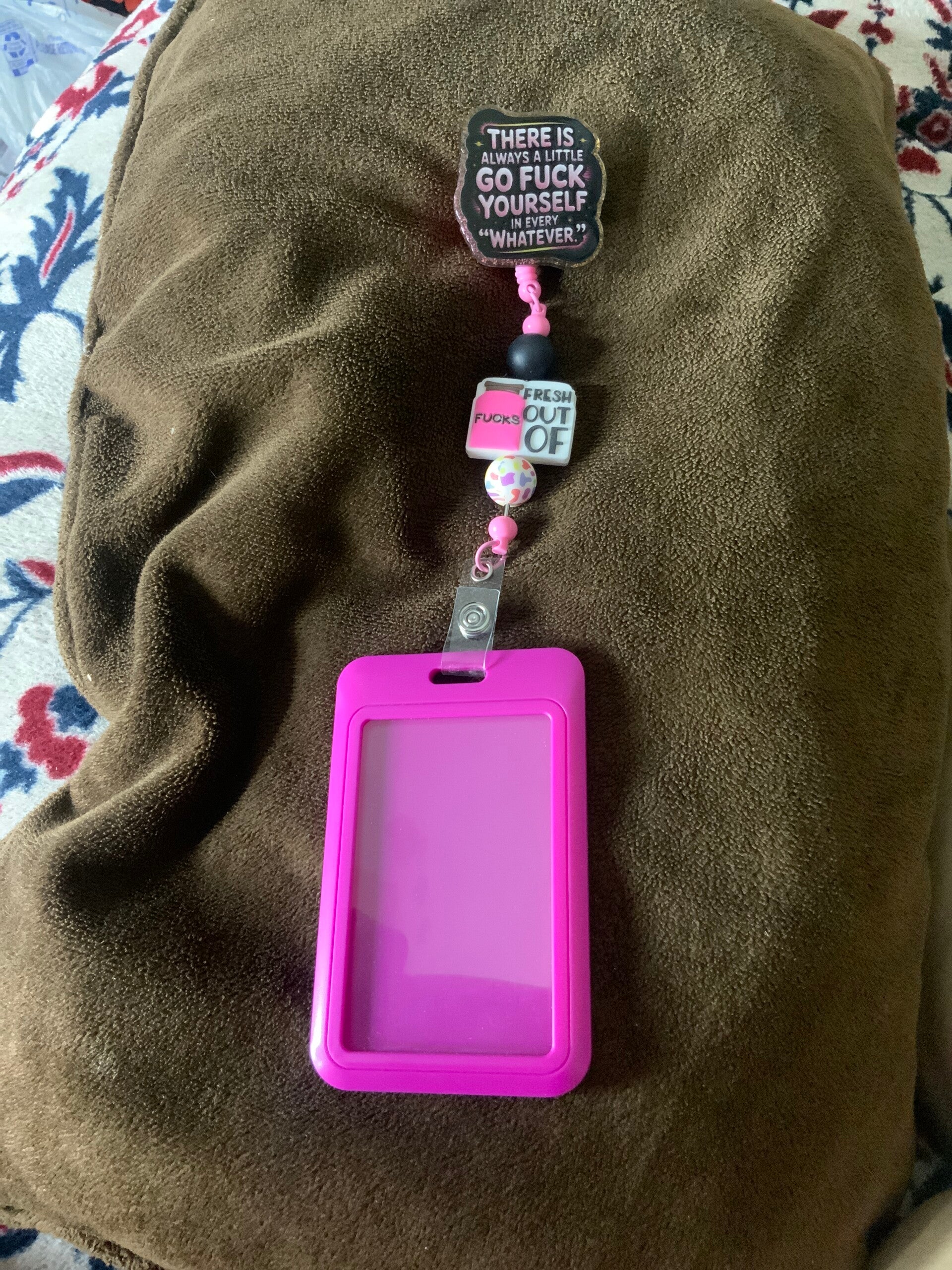 "There’s always a little GO FUCK YOURSELF in every WHATEVER" badge reel