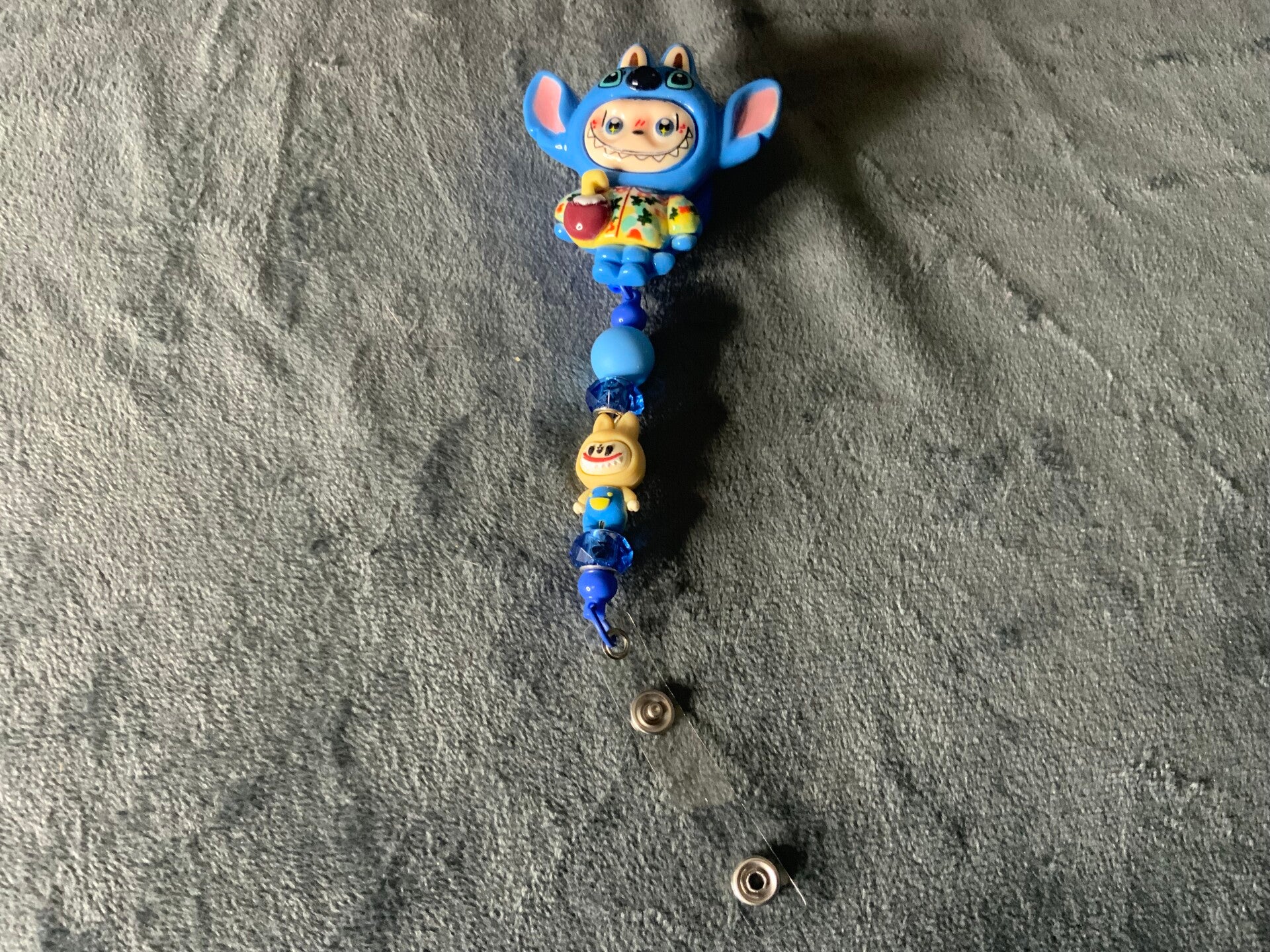 Stitch costume Labubu beaded badge reel