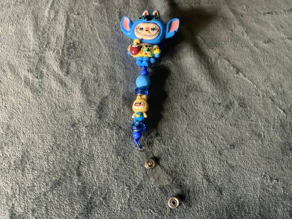 Stitch costume Labubu beaded badge reel
