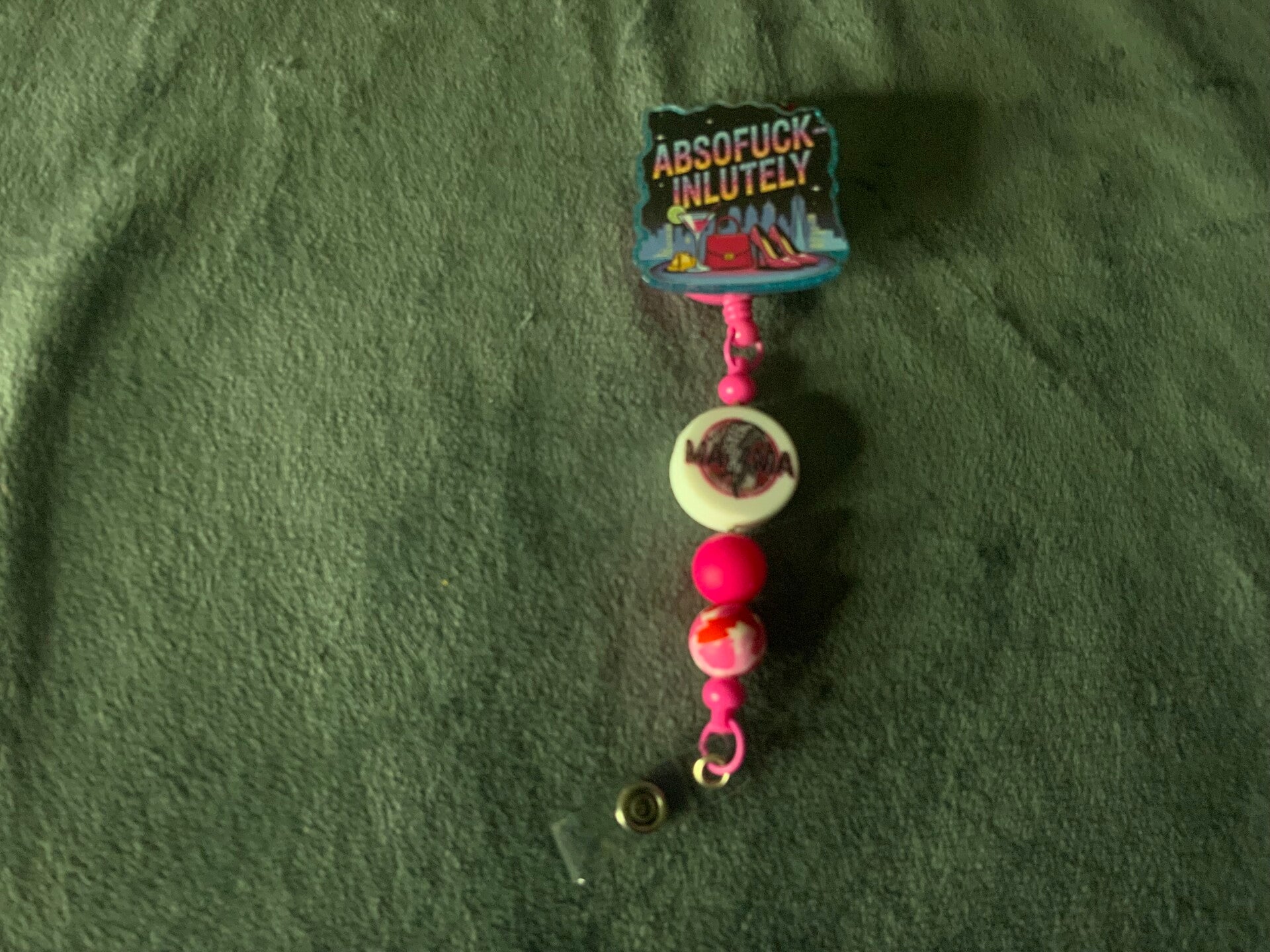 ABSOFUCKINLUTELY beaded badge real