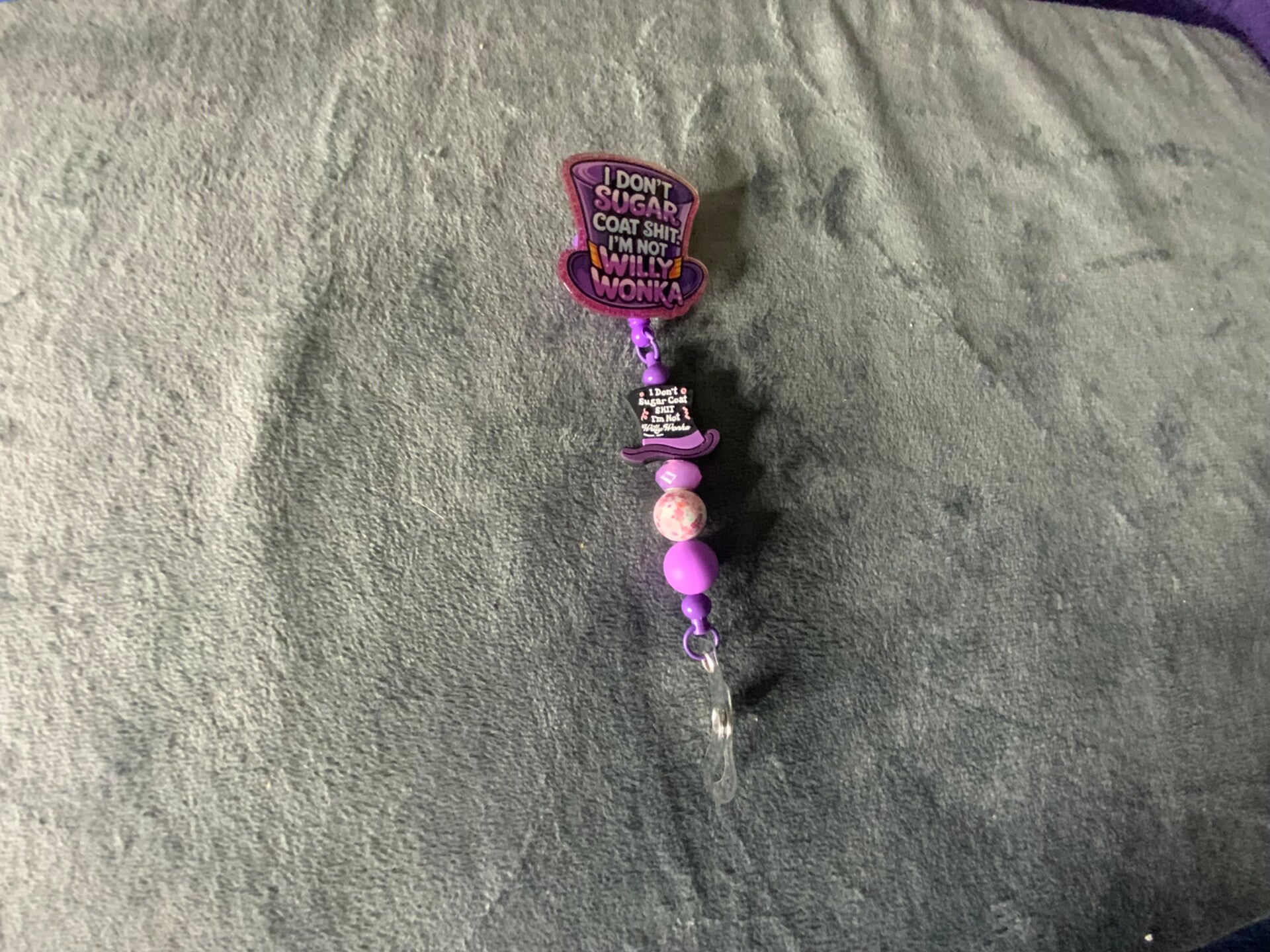 Willy Wonka beaded badge reel