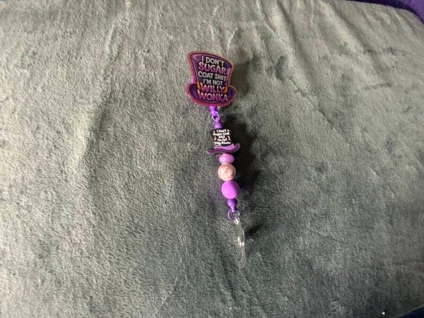 Willy Wonka beaded badge reel