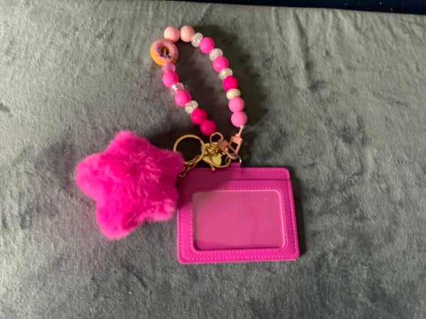 Beaded wristlet with ID card wallet