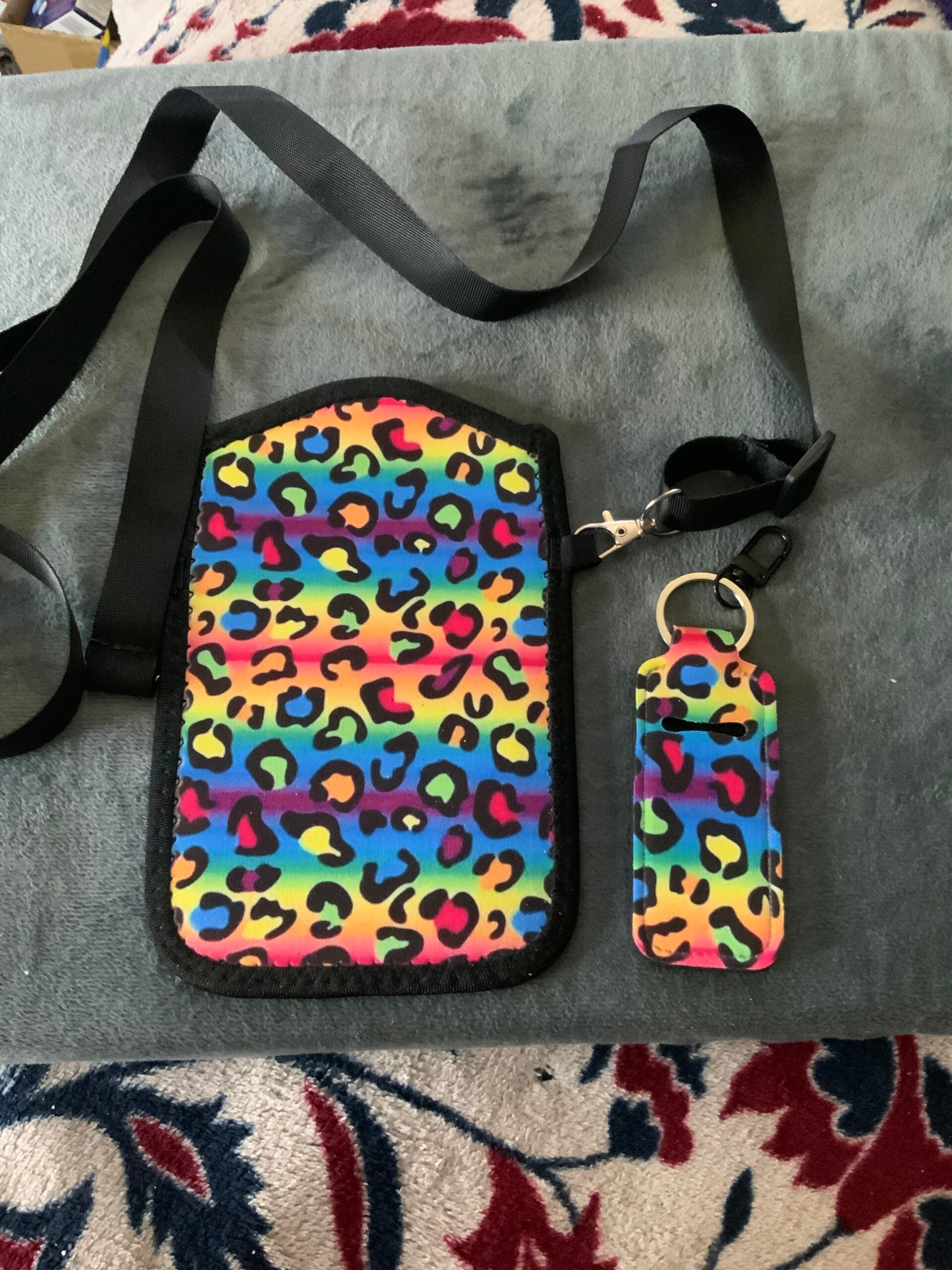 Rainbow leopard Crossbody phone pouch