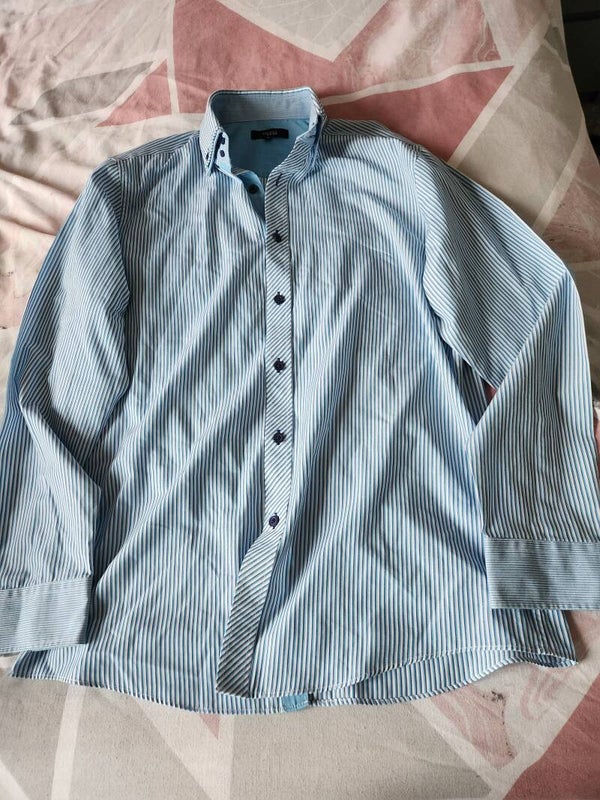 Thomas Nash long sleeve blue & white striped shirt (Size-L)