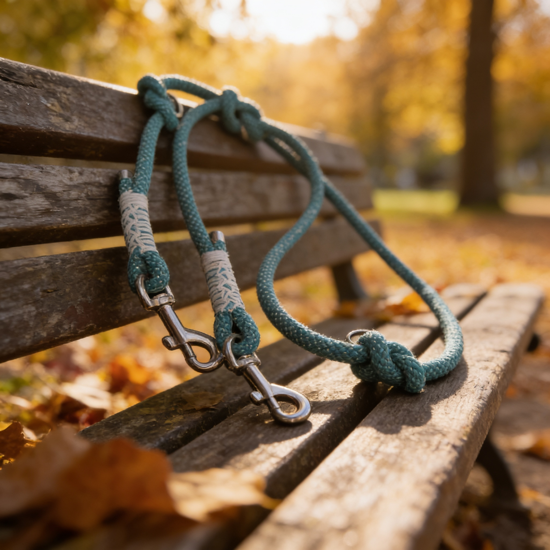 Adjustable Multiway Rope Dog Lead – Teal & White, 1.8 m
