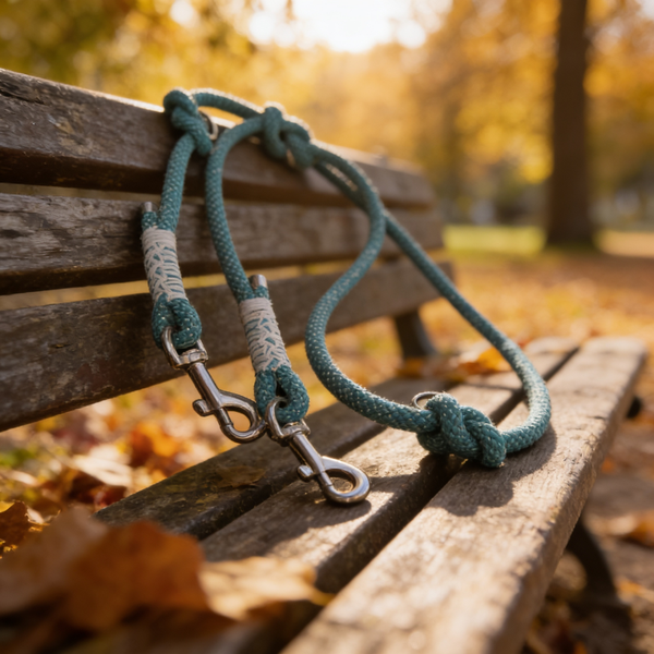 Adjustable Multiway Rope Dog Lead – Teal & White, 1.8 m