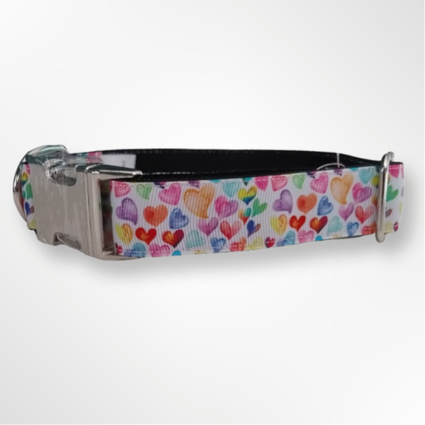 Flat Collar -Colorful PawPrints- 2.5 cm wide