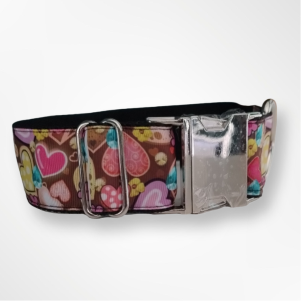 Flat Collar -Cookie Hearts- 4 cm wide