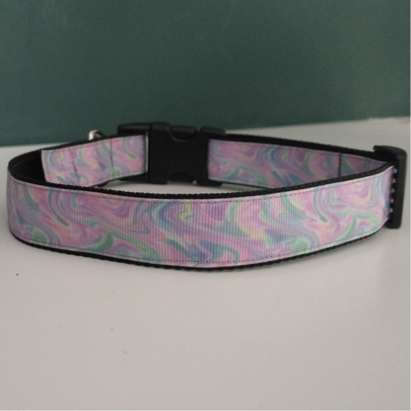 Flat Collar - Purple Swirls - 2.5cm wide