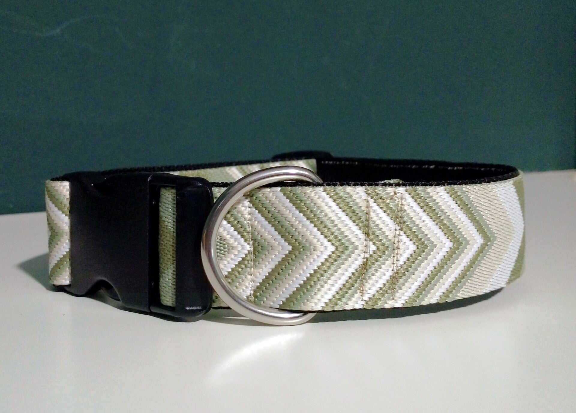 Flat Collar - Jacquard Ribbon - 4cm wide - green