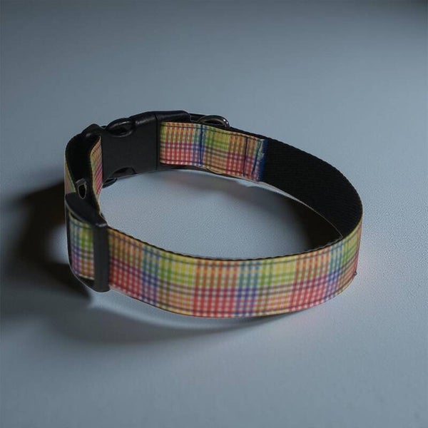 Flat Collar - Colourful Tartan - 2.5cm wide