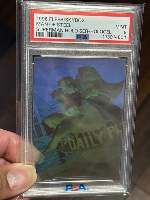 1996 FLEER/SKYBOX Superman Transparent Holocel Card, PSA Grade Mint 9
