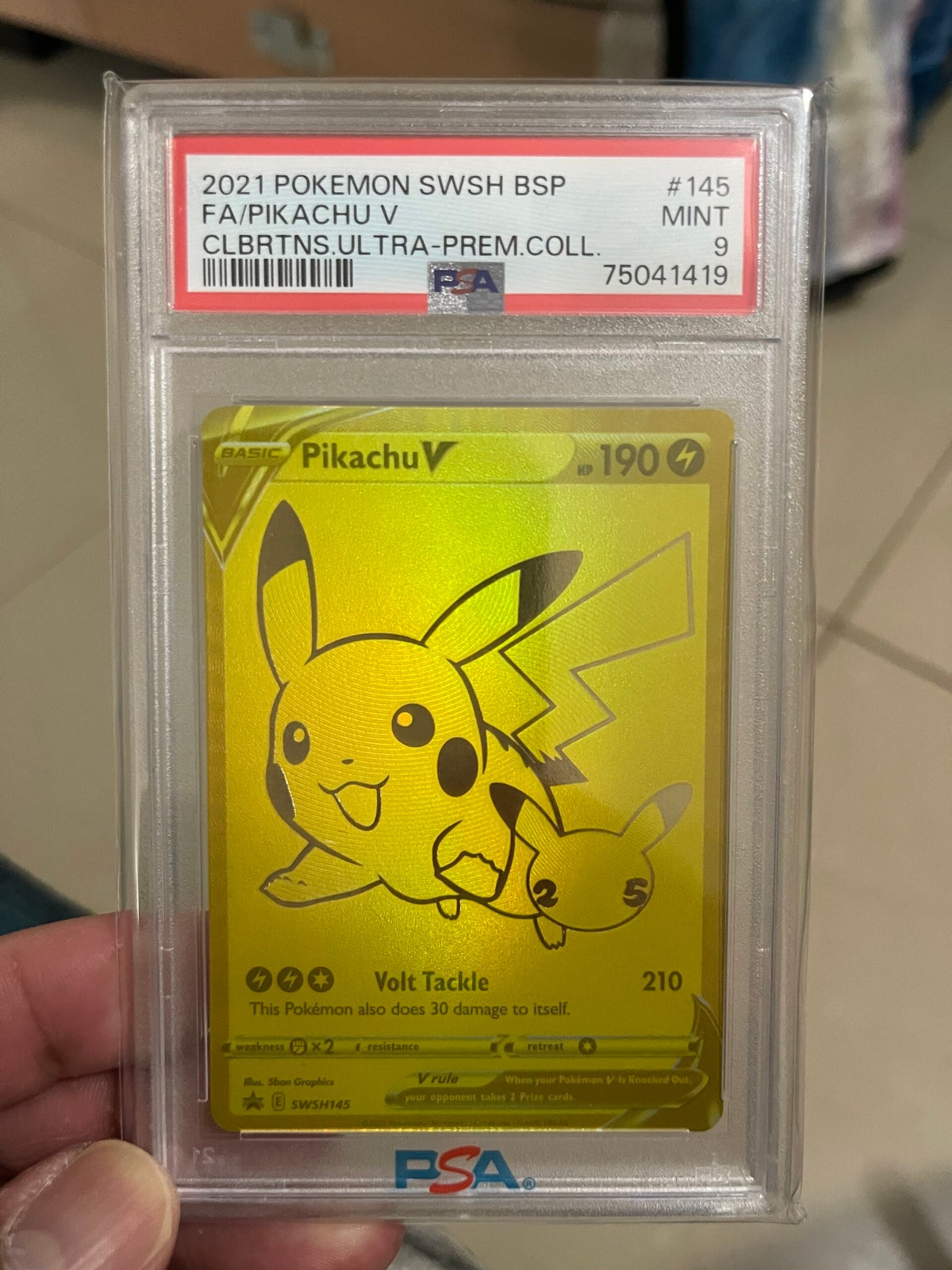 2021 Pokémon SWSH BSP FA Pikachu V GOLD #145 Ultra Prem. Coll., PSA ...