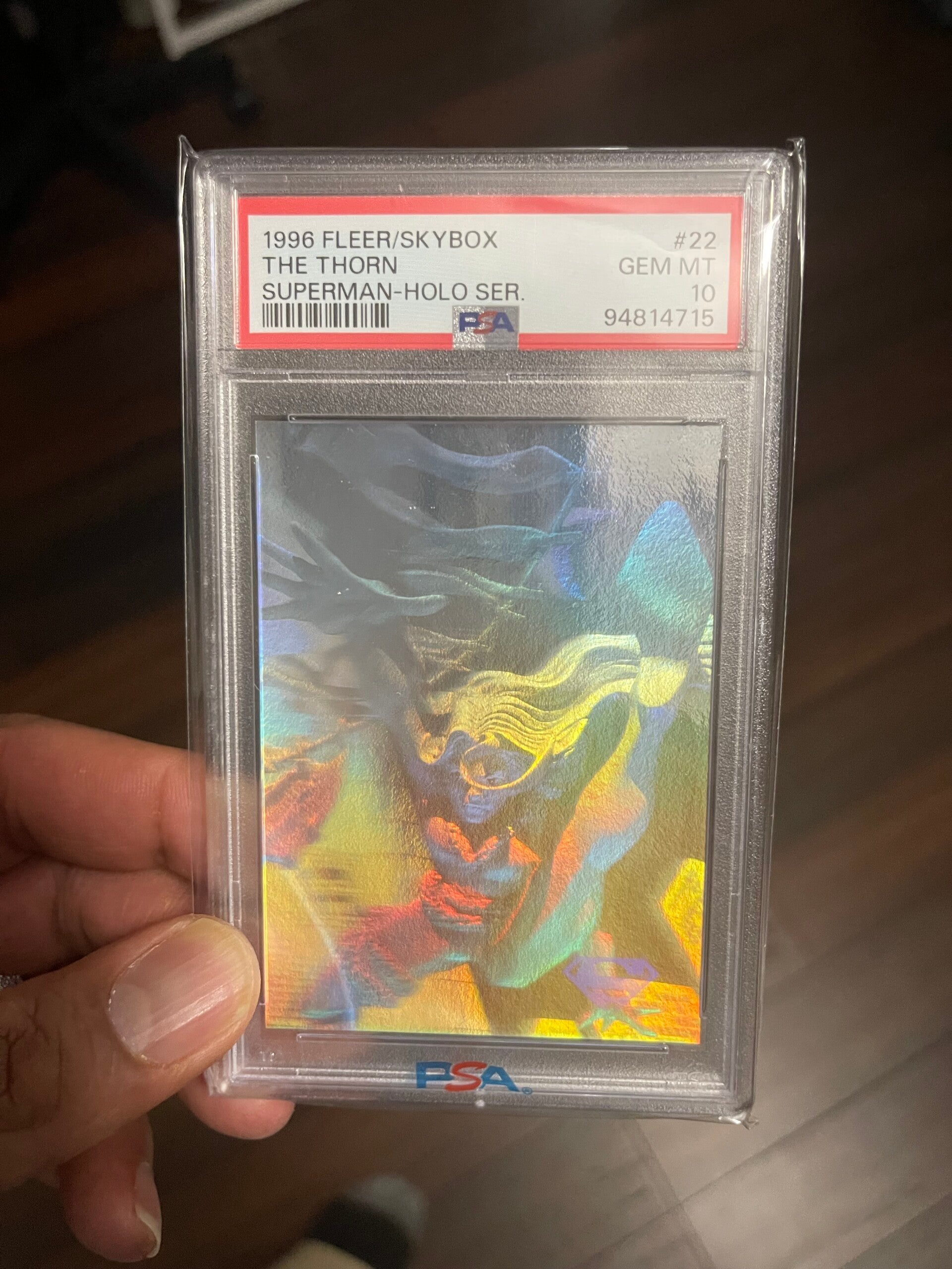 1996 Fleer/Skybox The Thorn # 22 Superman Holo SER PSA Graded Gem Mint 10 3D Rare Card