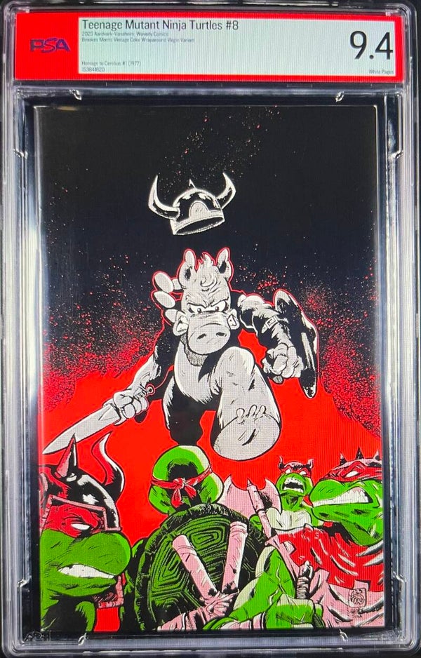2023 Waverly Comics Teenage Mutant Ninja Turtles #8 Cerebus Homage Wraparound vintage Variant, PSA Graded 9.4