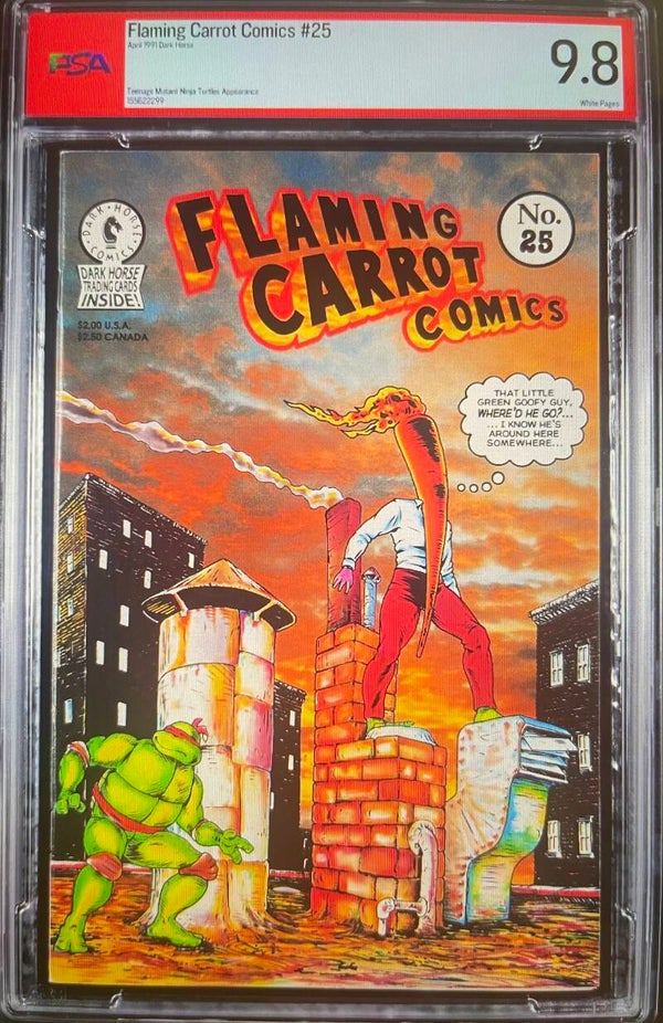 1991 Dark Horse Flaming Carrot Comics #25, Teenage Mutant Ninja Turtles Crossover, PSA 9.8