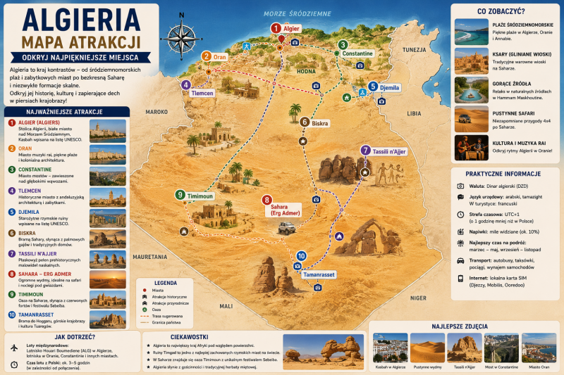 Algeria mapa atrakcji