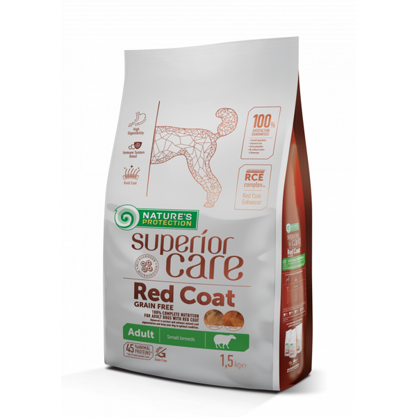 NATURE'S PROTECTION SUPERIOR CARE RED COAT GRAIN FREE LAMB FOOD FOR ADULT, SMALL BREED DOGS WITH RED COAT
