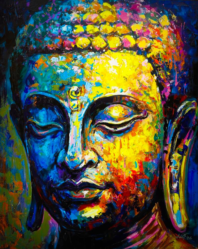 ภาพวาดพระพุทธเจ้าที่วาดด้วยมือ Radiant Silence โดยศิลปินไทย Seksak Jaichumchen