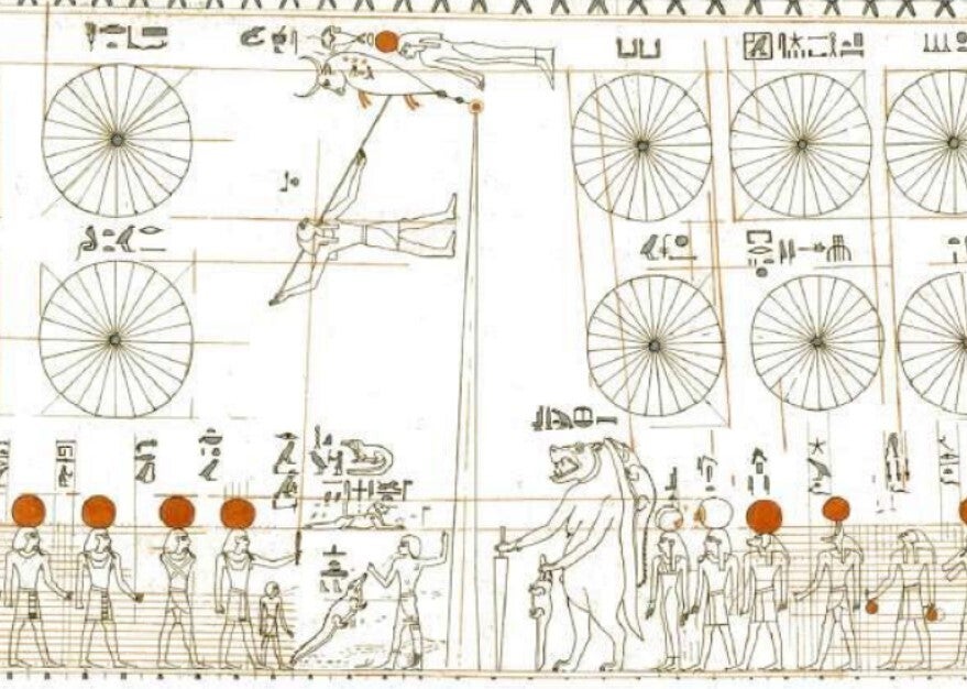 Astronomical ceiling in the tomb of Senenmut (Dyn. 18): Drawing from G. Priskin (2019), EniM 12, fig. 2