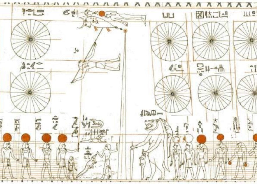 Astronomical ceiling in the tomb of Senenmut (Dyn. 18): Drawing from G. Priskin (2019), EniM 12, fig. 2