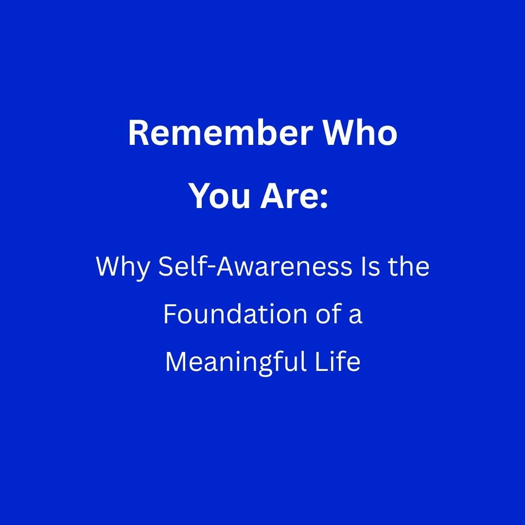 text remember who you are on a plain blue background