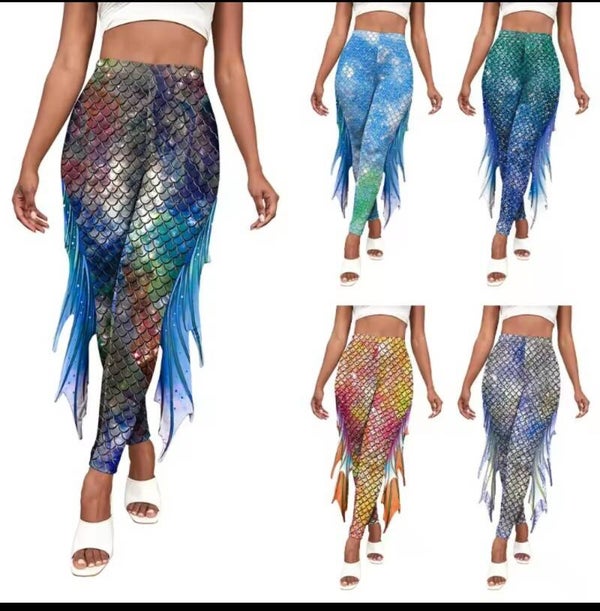 leggings coupe sirène, évasés à imprimé numérique, très extensible pour femme,