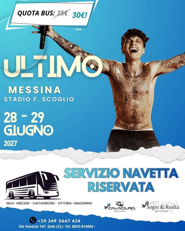 ULTIMO in concerto a Messina il 28 e 29/06/2027